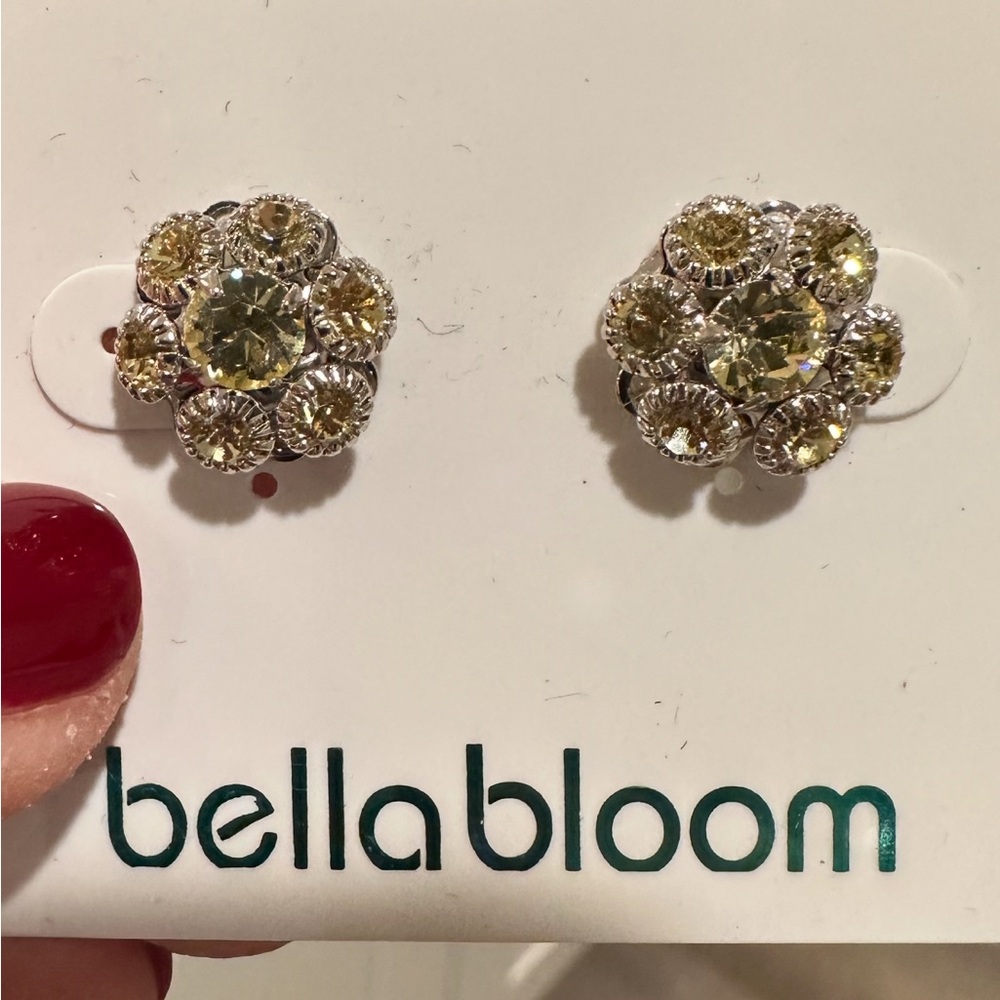 Citrine Swarovski Crystals set in Sterling Silver Floral Earrings